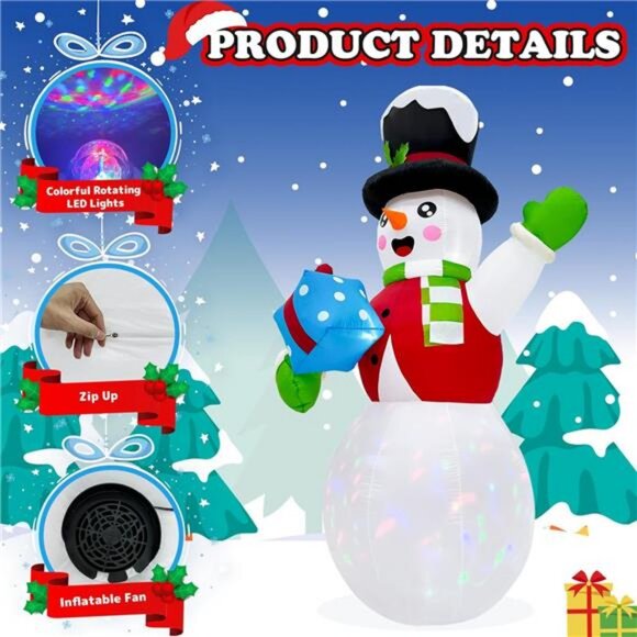 10FT Christmas Inflatables Snowman Outdoor Decoration, Giant Inflatable Snowman